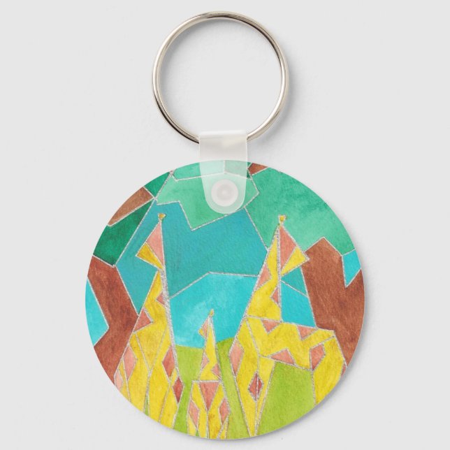 Chaveiro Giraffe Family Original Abstract Art (Frente)