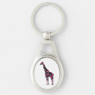 Chaveiro Giraffe Hot Pink e Black Silhout