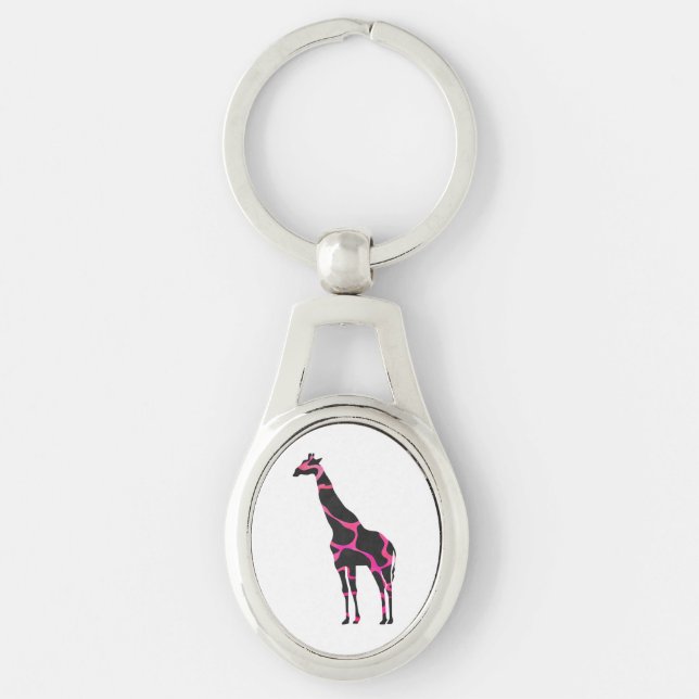 Chaveiro Giraffe Hot Pink e Black Silhout (Frente)