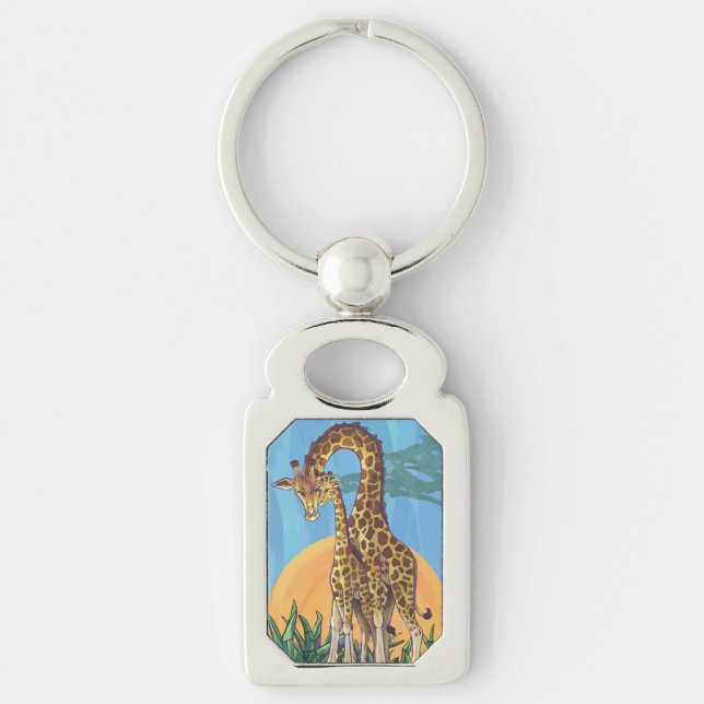 Chaveiro Giraffe Mama e Bebê (Frente)