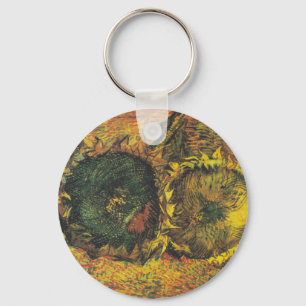 Chaveiro Girasóis de Van Gogh - Arte Floral Dourada Vintage