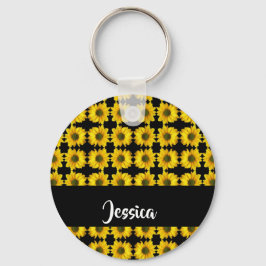 Chaveiro Girassóis amarelos em preto