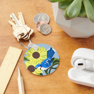 Chaveiro Girassóis e Blue Jay