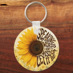 Chaveiro Girassol Amarelo com Citação Inspiradora