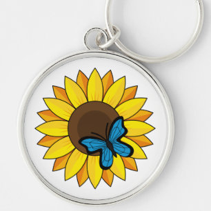 Chaveiro Girassol e Borboleta Azul