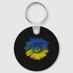Chaveiro Girassol Para as Cores da Bandeira da Ucrânia Azul