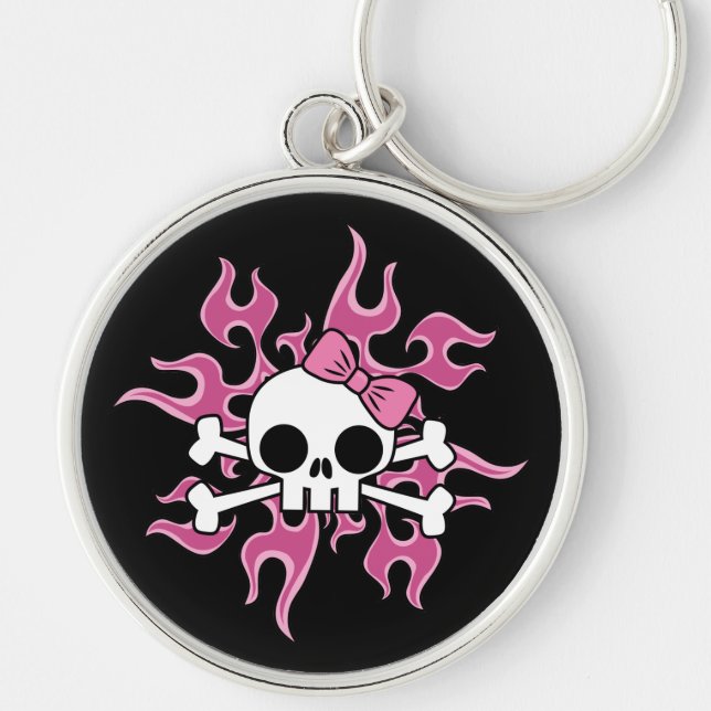 Chaveiro Girlie Flaming Skull (Frente)