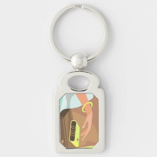 Chaveiro Girls hand pushing on alarm clock snooze button