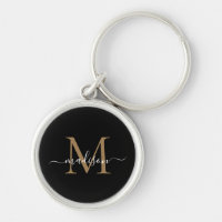 Girly Black Dourado Monograma Name Elegante Chic S