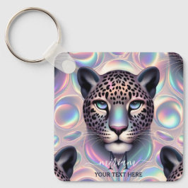 Chaveiro Girly Trendy Opal Leopard Print Monogram Softcover