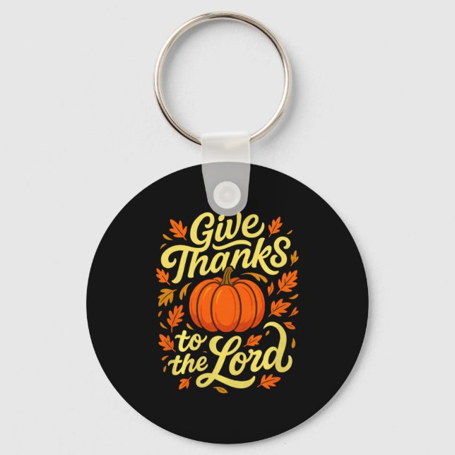 Chaveiro Give Thanks To The Lord Pumpkin Christian Fall Des (Frente)