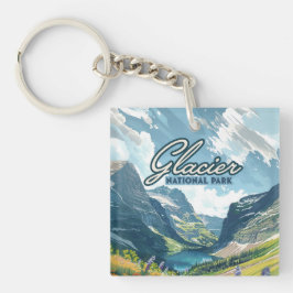 Chaveiro Glacier National Park Montana Lake Retro