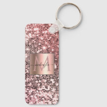 Glam Girly Blush Pink Gitter Design Name Monograma