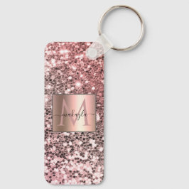 Chaveiro Glam Girly Blush Pink Gitter Design Name Monograma