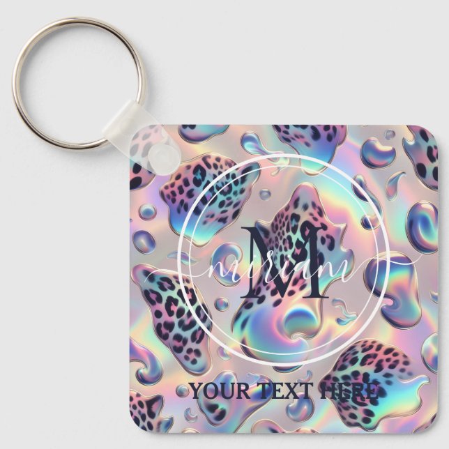 Chaveiro Glam Opal Leopard Print Girly Keychain (Frente)