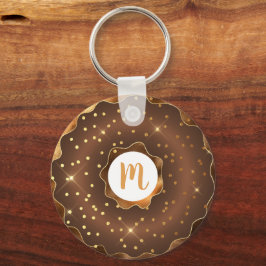 Chaveiro Glama de monograma com rosca de chocolate Dourado