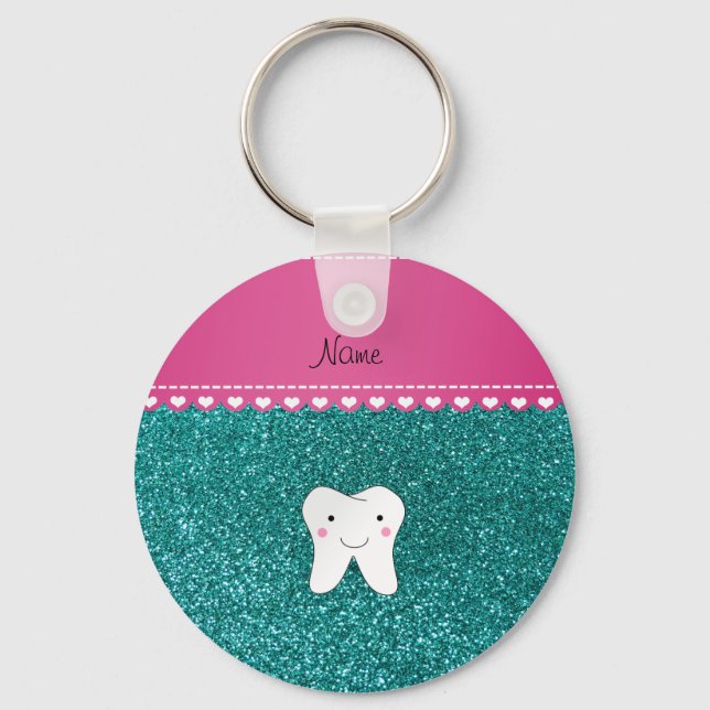 Chaveiro Glitter aquoso dos dentes agudos de nome personali (Frente)