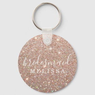 Chaveiro Glitter Bridesmaid - Rosa Dourado