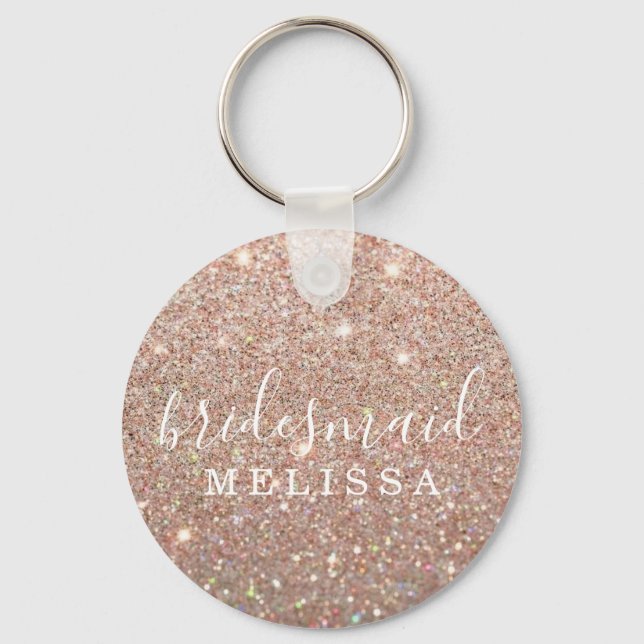 Chaveiro Glitter Bridesmaid - Rosa Dourado (Frente)
