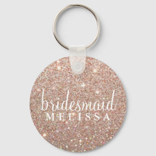 Chaveiro Glitter Bridesmaid - Rosa Dourado