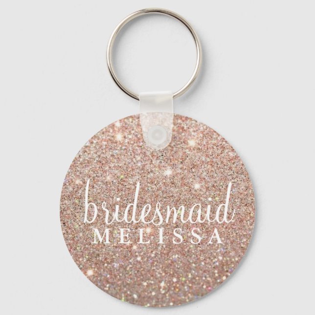 Chaveiro Glitter Bridesmaid - Rosa Dourado (Frente)