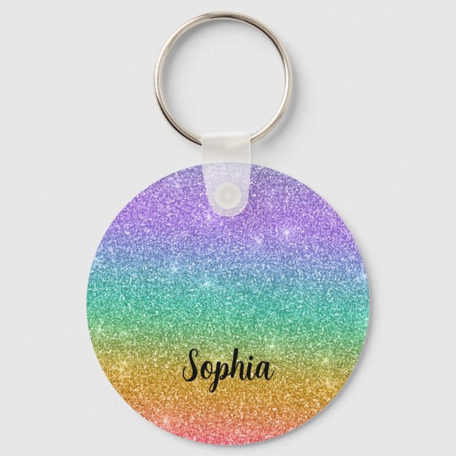 Chaveiro Glitter de gradiente personalizado (Frente)