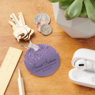 Chaveiro Glitter De Grelha   Lavanda Roxo 16