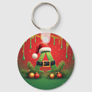 Chaveiro Glitter Dourado A Para Natal Familiar