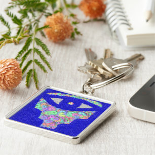 Chaveiro Glitter hamsa floral
