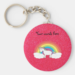 Chaveiro Glitter rosa unicórnio do arco-íris