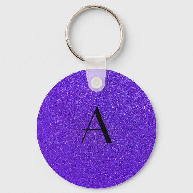 Chaveiro Glitter roxo monograma (Frente)