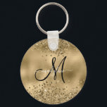 Chaveiro Glitters Dourados Chic - Nome do Monograma<br><div class="desc">Glitters Dourados Chic - Nome do Monograma</div>