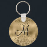 Chaveiro Glitters Dourados Chic - Nome do Monograma<br><div class="desc">Glitters Dourados Chic - Nome do Monograma</div>