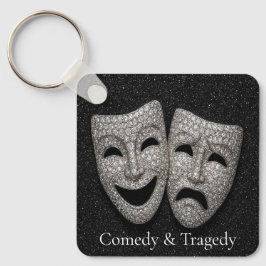Chaveiro Glittery Comedy & Tragedy Drama Mask