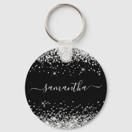 Chaveiro Glittery Silver e Black Girle Name