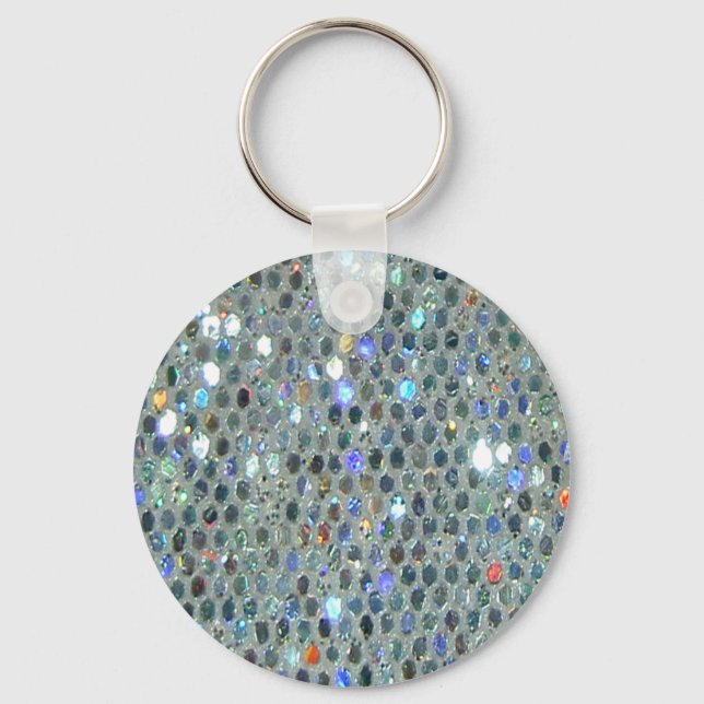 Chaveiro Glitzy Sparkly Silver Glitter Bling (Frente)