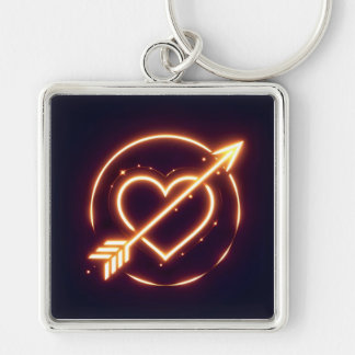 Chaveiro glowing image of a heart with cupid's arrow