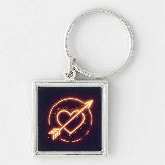 Chaveiro glowing image of a heart with cupid's arrow