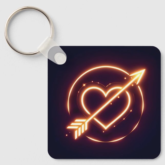 Chaveiro glowing image of a heart with cupid's arrow (Frente)