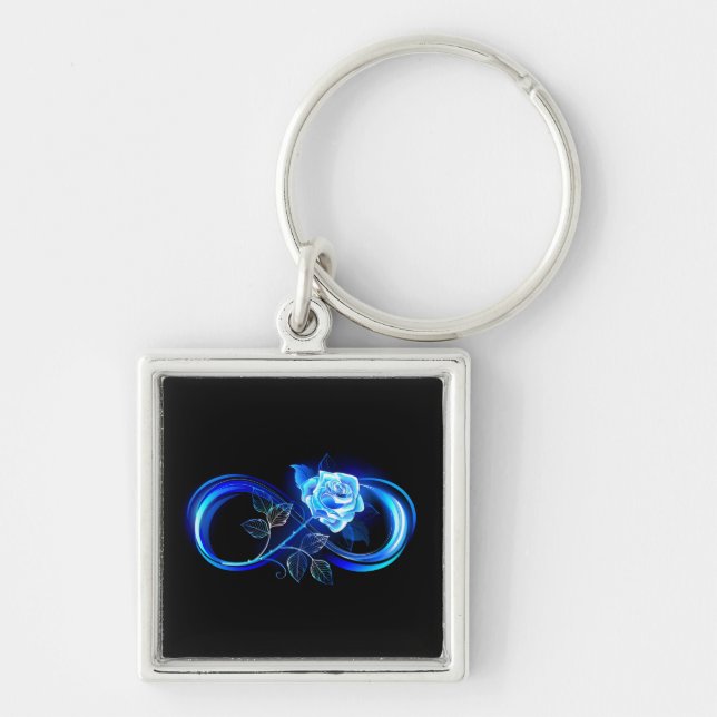 Chaveiro Glowing infinity with blue rose (Frente)
