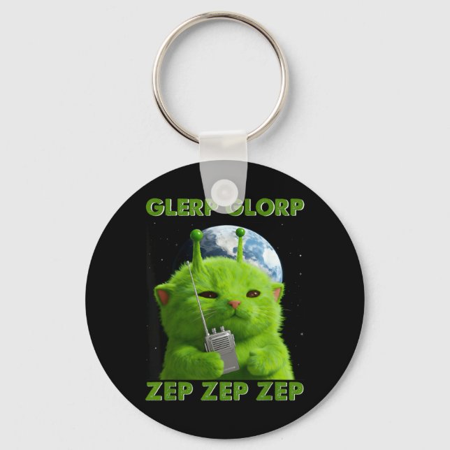 Chaveiro Gnarp Cat Silly Alien Cat Meme Brainrot Meme Funny (Frente)