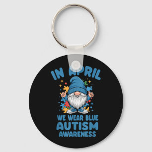 Chaveiro Gnome do Mês de Aceitação do Autismo Peça do Quebr