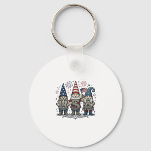 Chaveiro Gnome Patriótico EUA Camisa Vintage Quatro de Julh
