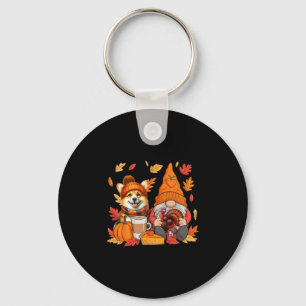 Chaveiro Gnome Peru Corgi Dia de Ação de Graças Folhas de O