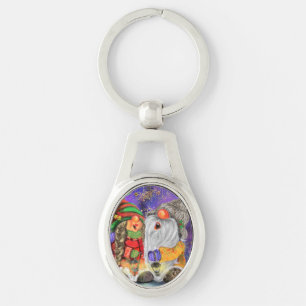 Chaveiro Gnomos Casais de Natal Cantando Feliz