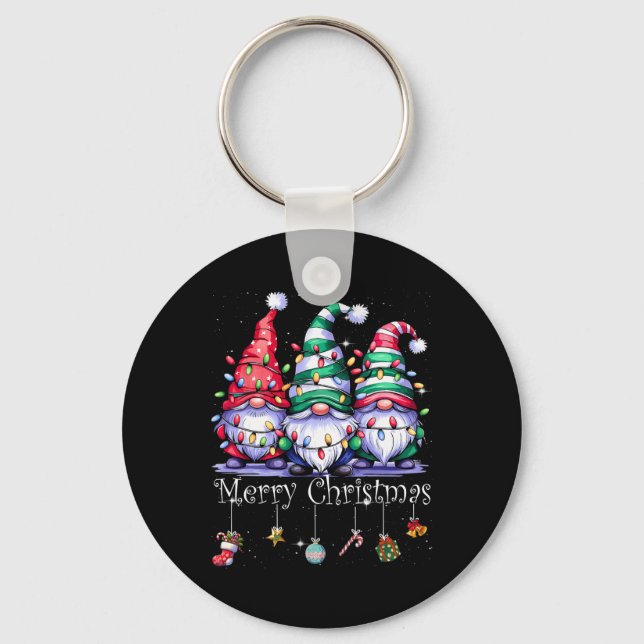Chaveiro Gnomos Cons Felizes Família Luz de Natal Gnomo Xma (Frente)