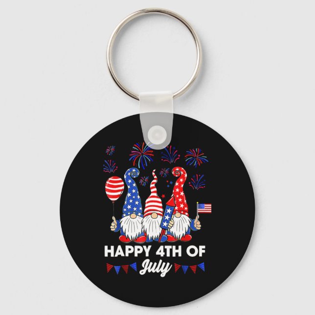 Chaveiro Gnomos Feliz 4 de Julho  (Frente)