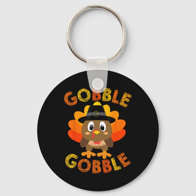 Chaveiro Gobble Turkey Pequenos Meninos Meninas Crianças Aç (Frente)