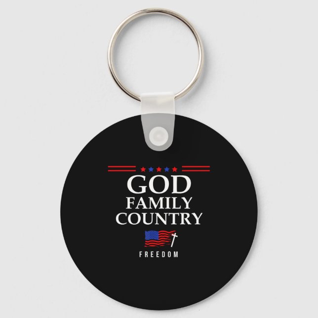 Chaveiro God Family Country Us Flag Christian Saying Dom Je (Frente)