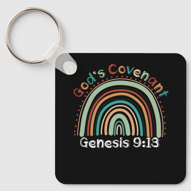 Chaveiro Gods Covenant Boho Rainbow Genesis 9 13 Christian (Frente)